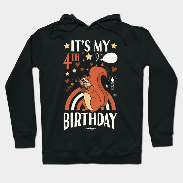 4th Birthday Squirrel Hoodie by Tesszero